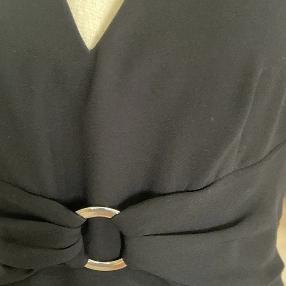 Donna Morgan Black Backless Halter Dress AND a Calvin Klein Coat - Picture 2 of 15